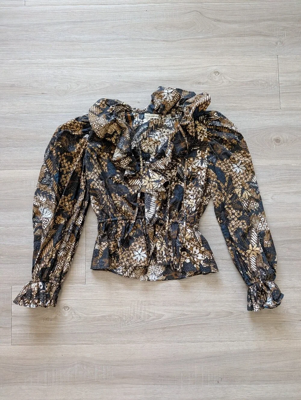 NWOT Ulla Johnson Ruffle Long Puff-Sleeve Kalila Cotton Blouse